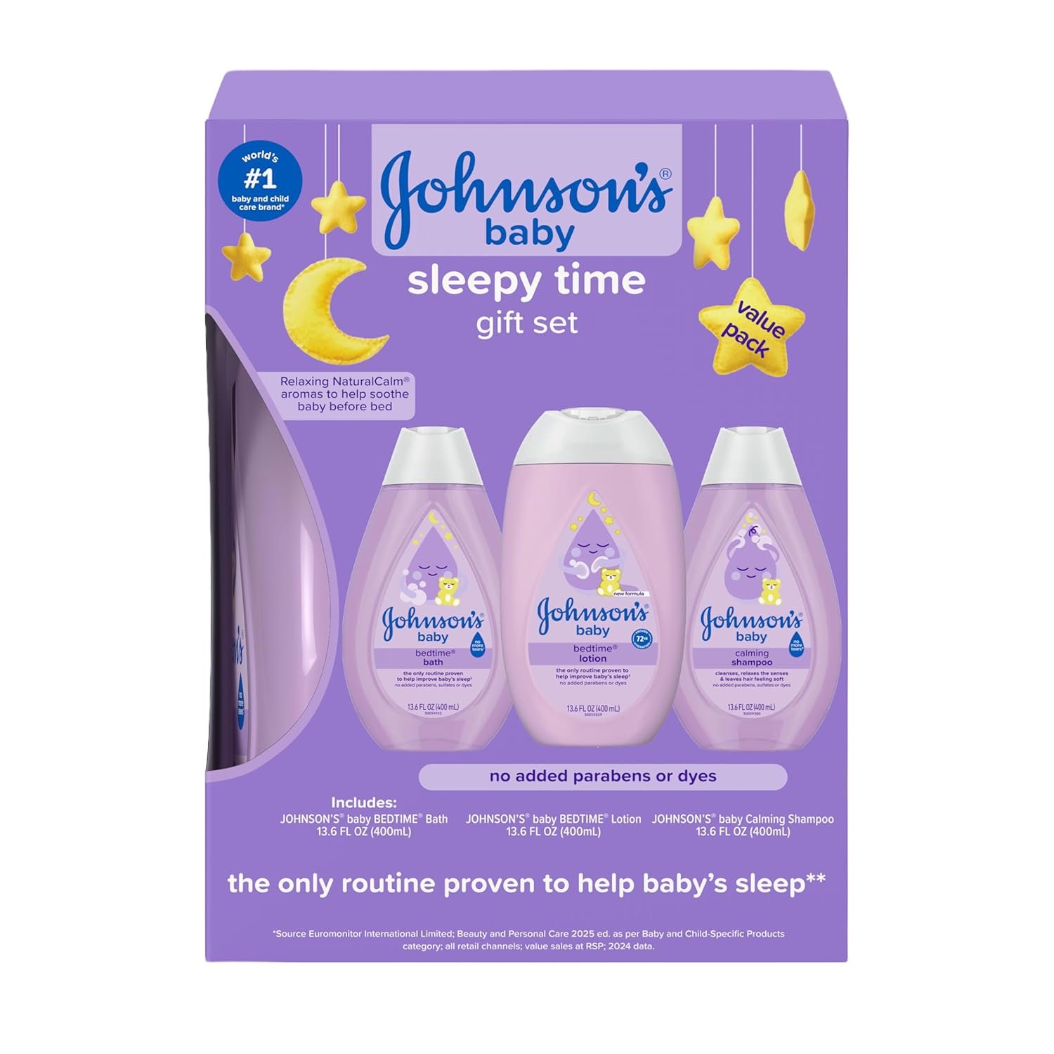Johnson’s Baby Sleepy Time Gift Set with Calming Bedtime Bath, Bedtime Lotion & Calming Shampoo, Baby Bedtime Essentials with Relaxing NaturalCalm Aromas, Hypoallergenic, 3 Items