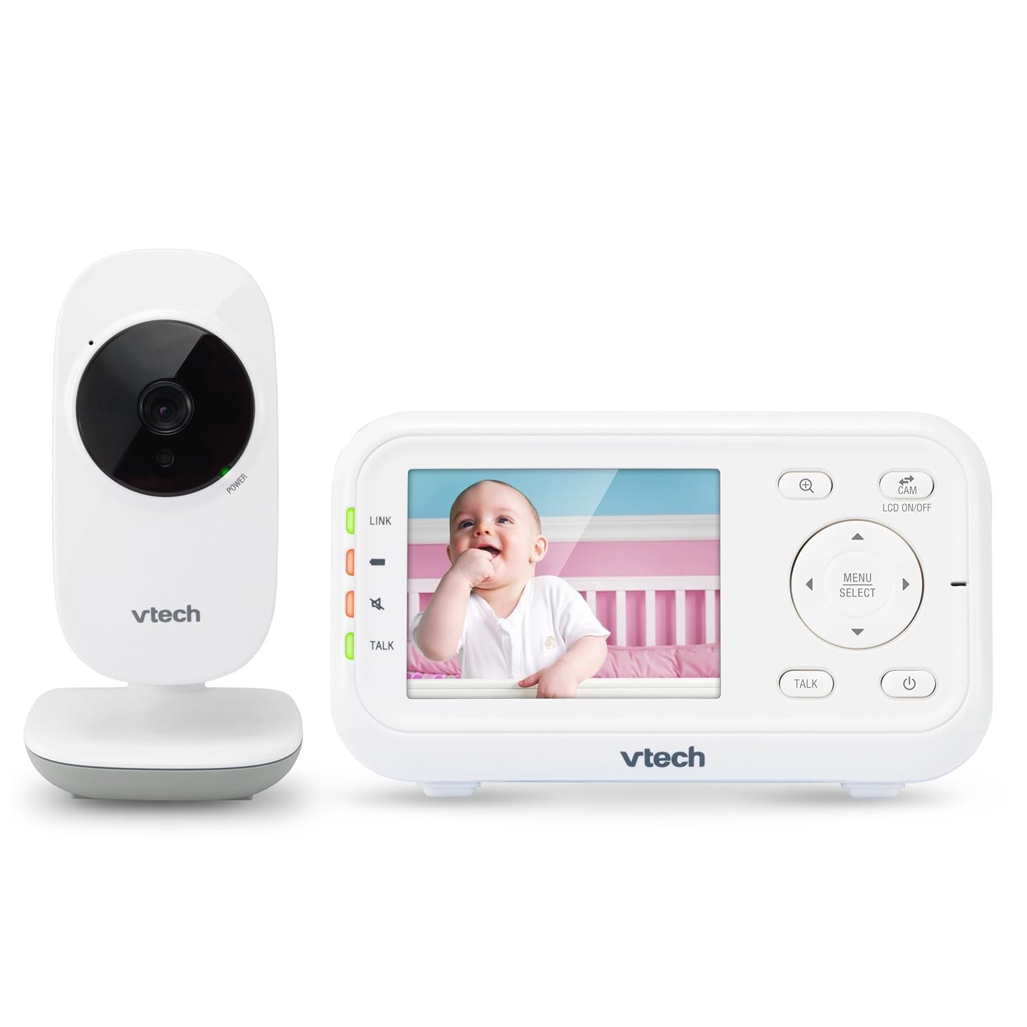 VTech VM3252 No WiFi Video Baby Monitor – 2.8″ Screen, 1000ft Long Range, Auto Night Vision, 2-Way Talk, Temperature Sensor, Lullabies