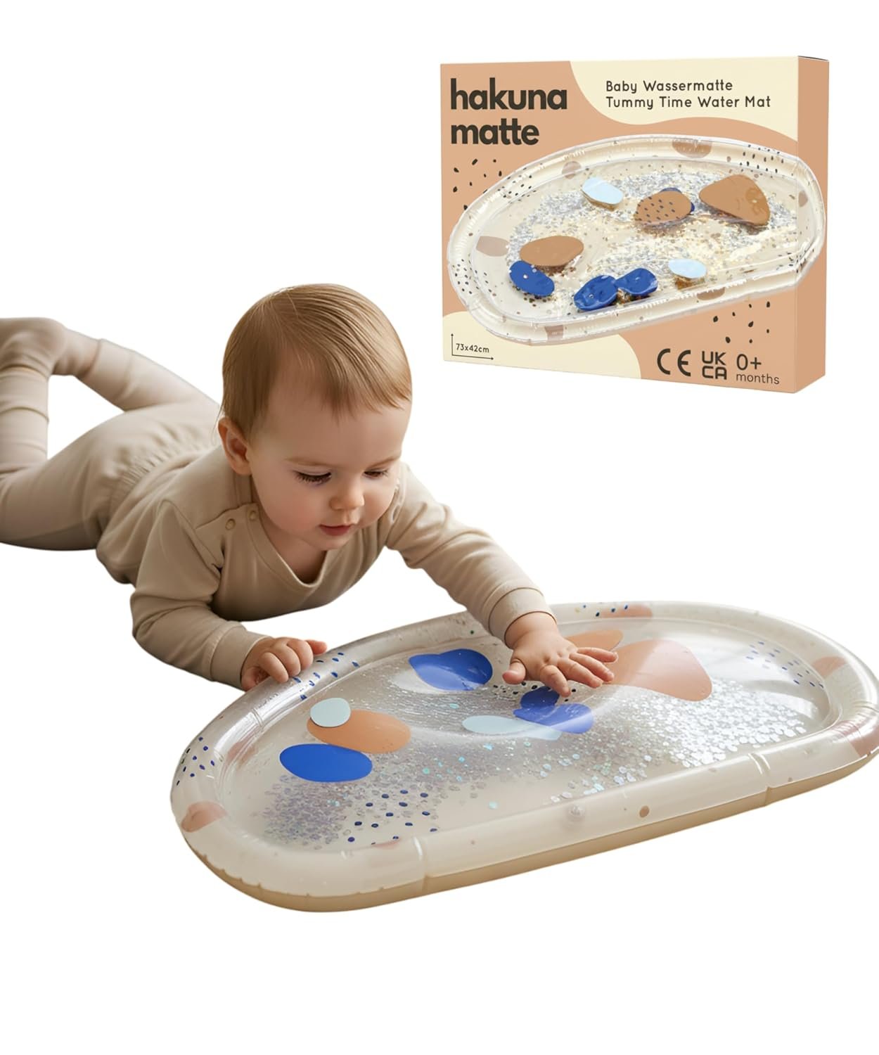 Hakuna Matte Baby Water Mat 73 x 42 cm – Tummy Time Water Mat from 3, 6 & 9 Months, Sensory Toy Baby with Glitter, Montessori Water Play Mat, Stomach Position Toy, Aquarium, BPA-Free, Odourless