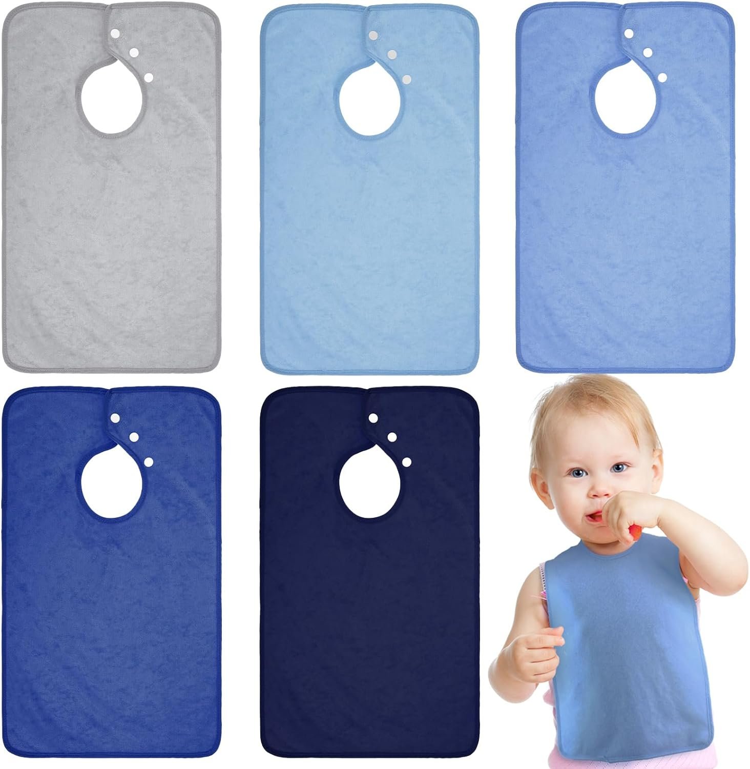 Hercicy Full Coverage Pullover Toddler Baby Bibs Terry Cloth Bibs with Snap Button for 0-4 Years Unisex Feeding Drooling