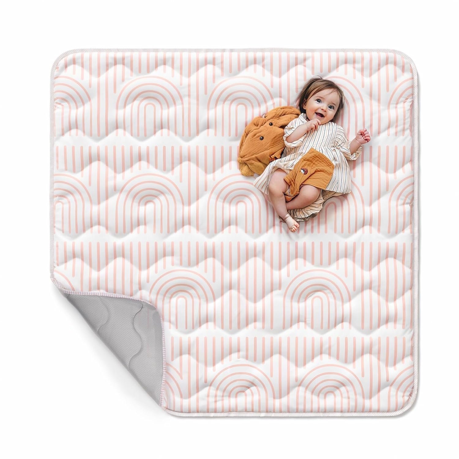 Mallify Baby Play Mat for Floor, 50″x50″ Playpen Mat, 1.1″ Thick Foam Playmat for Tummy Time, Non-Slip Crawling Mat for Babies and Toddlers, Infants, Pink