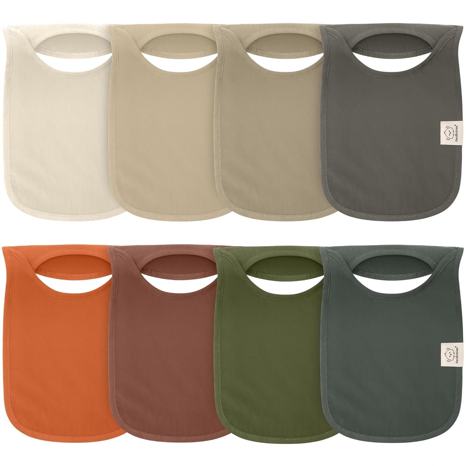 KeaBabies 8-Pack Bibs for Baby Girl, Boy – Pullover Large Baby Bibs for Drooling and Teething Infant, Newborn, Soft & Absorbent Organic Cotton, Long Torso Coverage Keep Toddler Clean & Dry (Brick)