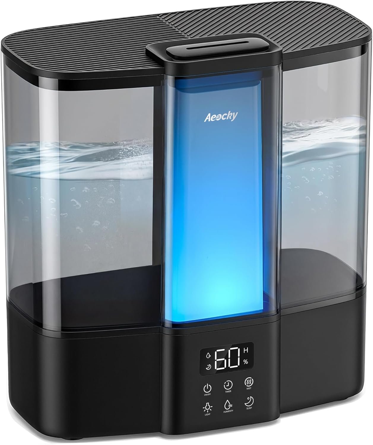 AEOCKY Geek-Level Humidifier for Baby, Quiet Ultrasonic Humidifiers for Bedroom, Nursery with Ambient Light, 4L Top-Fill Cool Mist Diffuser with Timer, Sleep, Auto, Constant Humidity Mode (Black)