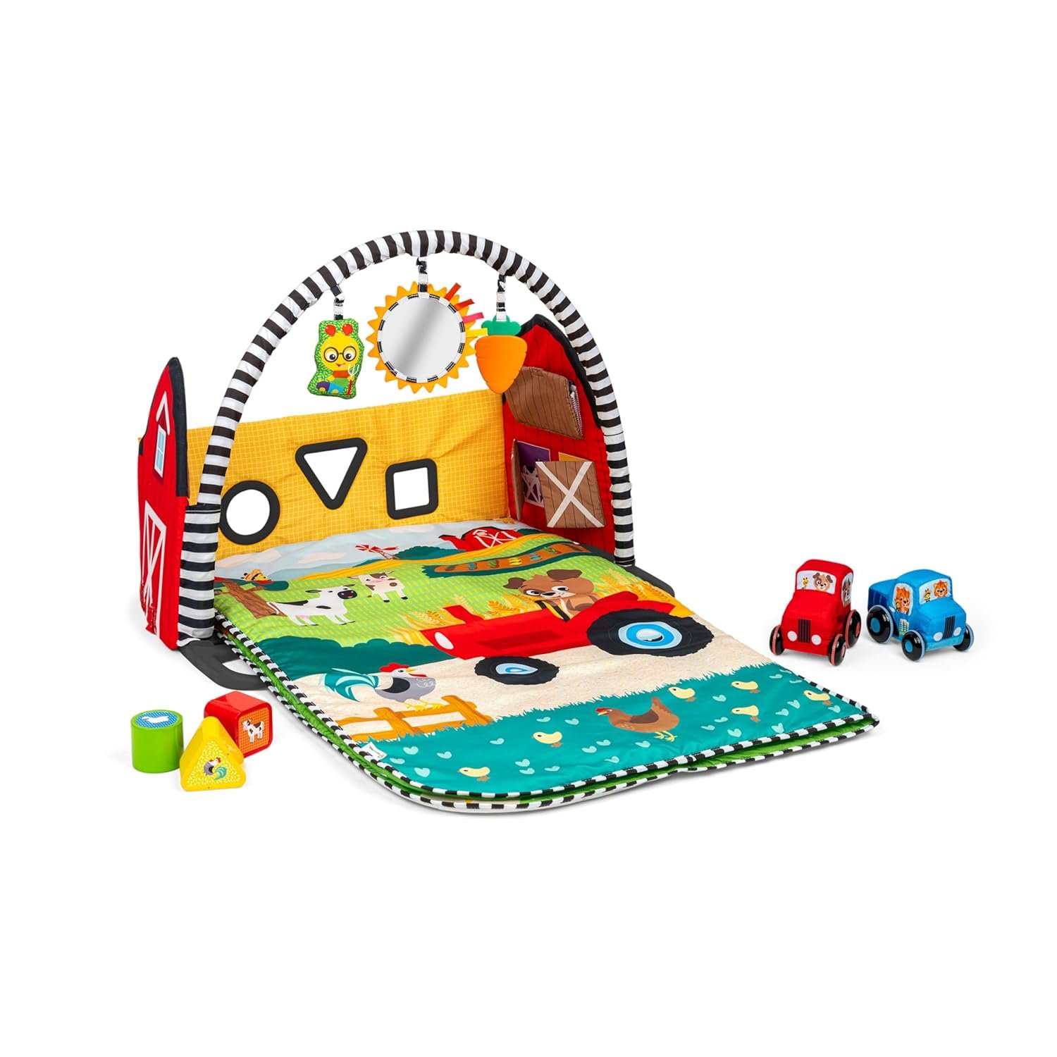 Baby Einstein Busy Barnyard Grow with Me Baby Play Gym – Extra Large Soft Play Mat with 8 Removable Toys Including 30+ Songs & Sounds to Support Motor Skills, Ages 0+ Months