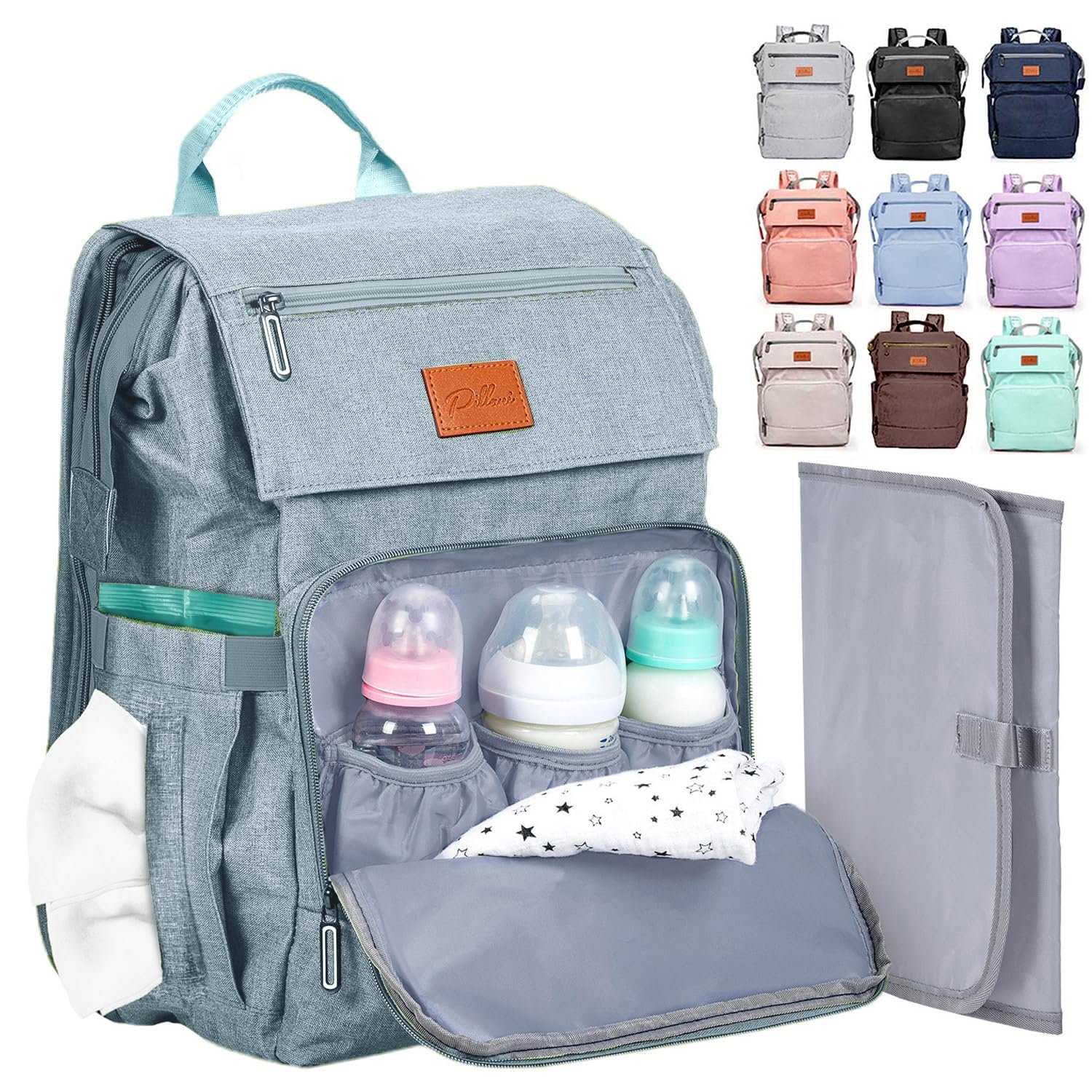 Baby Shower Gifts Diaper Bag Backpack – Large Capacity Baby Bag Backpack, Wide Opening & Easy Access Stylish Baby Diaper Bag – Waterproof, Durable, Travel-Friendly Organizer w/ Foldable Changing Pad