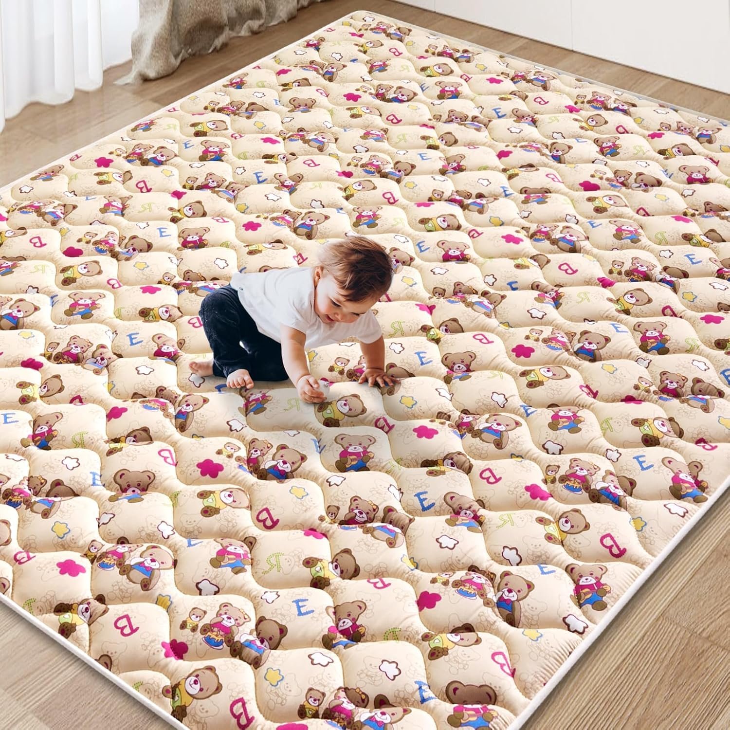 Baby Play Mat – 71″ X 59″,Premium Thicker Foam One-Piece Machine Washable, Extra Large Anti-Slip Soft Cushioning Foam Playmats for Babies and Toddlers, Foldable Baby Crawling Mat for Playpen