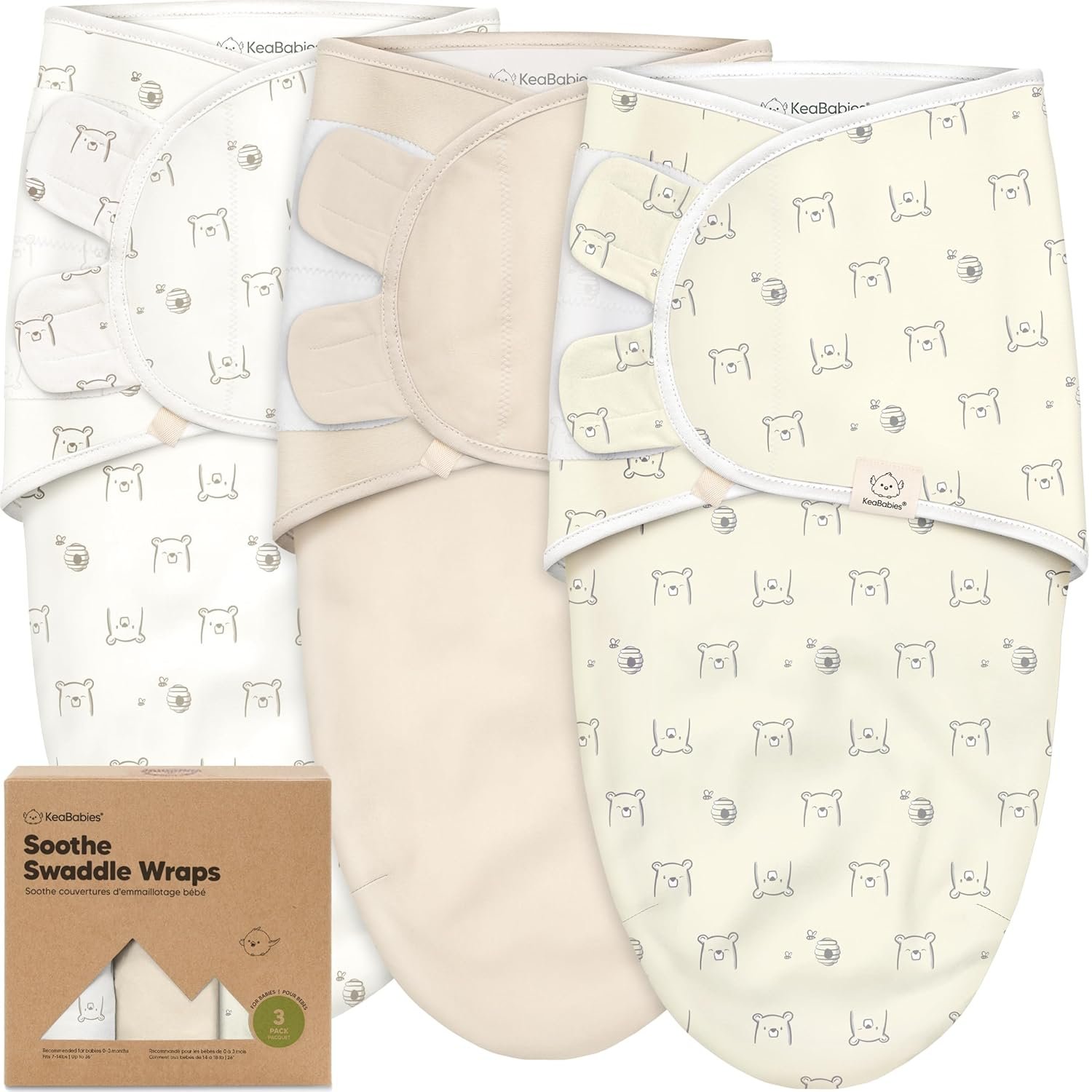 3-Pack Organic Baby Swaddle Sleep Sacks – Swaddles for Newborns, Infant 0-3 Months, Baby Girls, Boys, Soft & Snug Newborn Sleep Sack, Nursery Swaddling Blankets (Bumble Bear, OS)