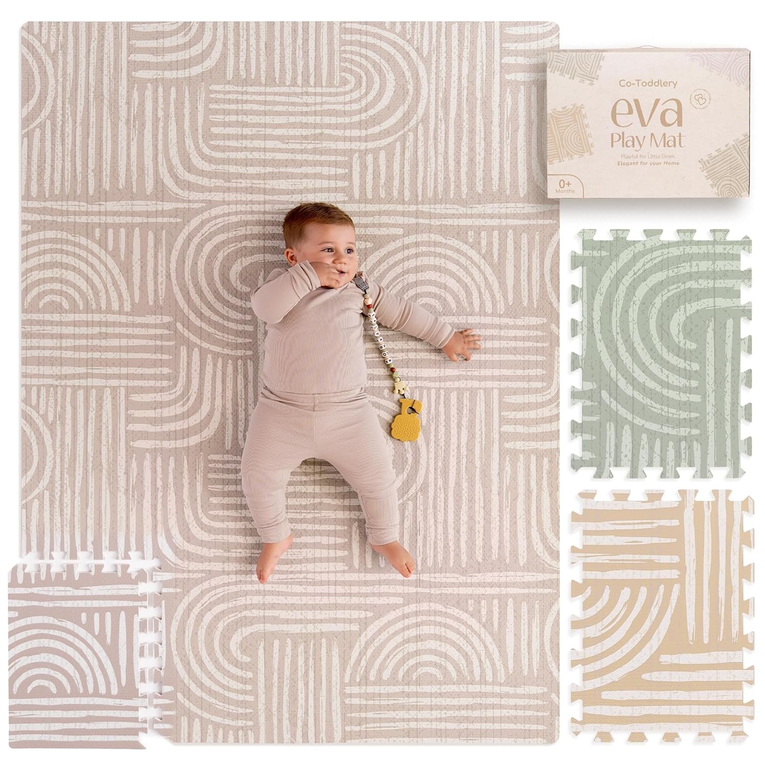 Baby Play Mat – Premium Foam Playmat for Babies & Toddlers, 67″ x 48″, Neutral Modern Look, Easy-Clean & Non-Toxic, Decor-Friendly Baby Floor Play Mat for Any Room. Co-Toddlery