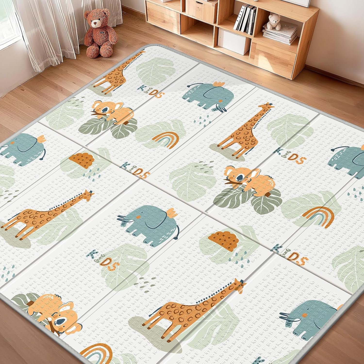 Foldable Baby Play Mat for Floor, PIGLOG 79×71 Extra Large Crawiling Play Mat for Babies, Waterproof & Portable Tummy Time and Non-Toxic Soft Foam Playmat for Infants, Toddlers