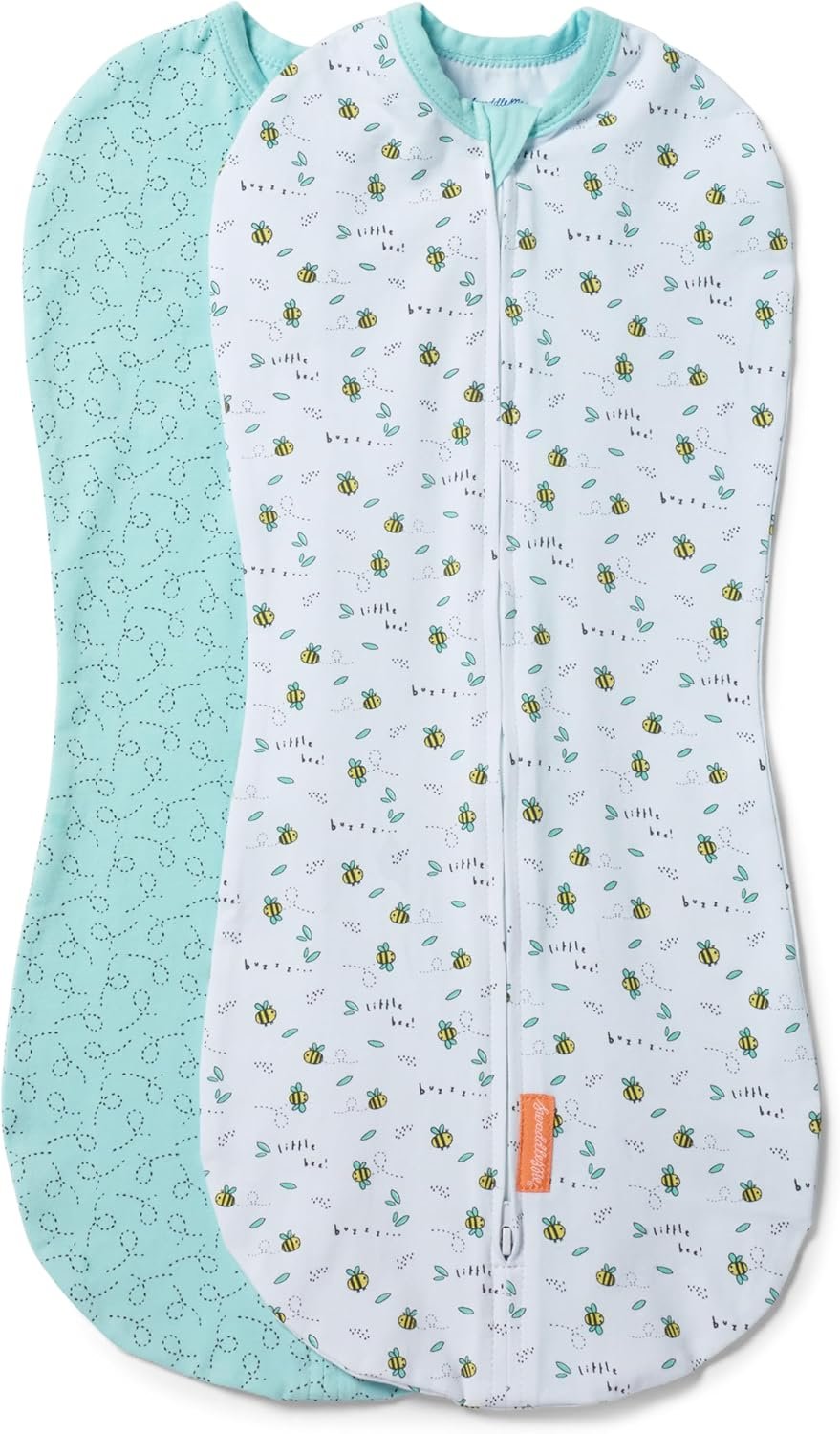 SwaddleMe by Ingenuity Compression Baby Swaddle Pod, Two-Way Zipper for Easy Diaper Changes, Improves Sleep & Calms Startle Reflex, 0-2 Months, 1.0 TOG, 2-Pack – Little Bees
