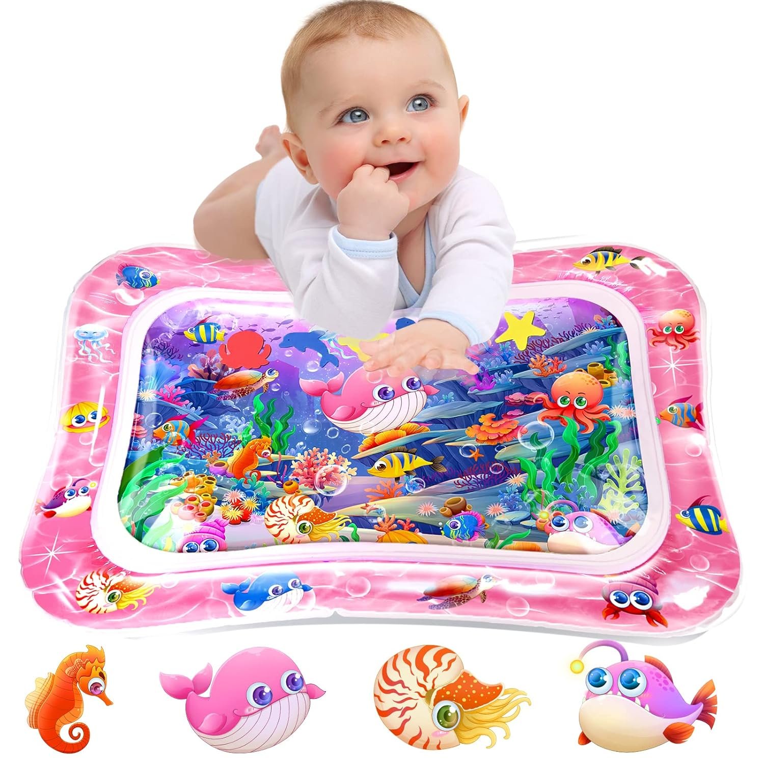 Infinno Tummy Time Mat Premium Baby Water Play Mat for Infants and Toddlers Baby Toys for 3 to 24 Months, Strengthen Your Baby’s Muscles, Pink Theme Toys