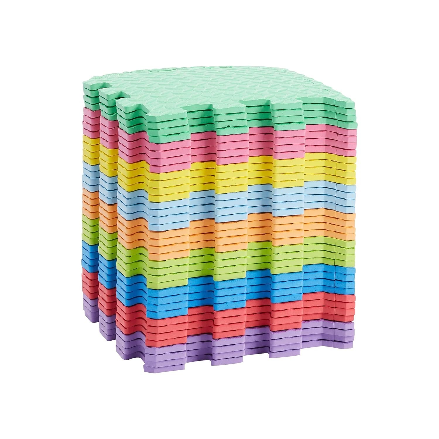 Amazon Basics Kids Interlocking Puzzle Exercise Play Mat, EVA Foam Floor Tiles, 36-Pack with 54 Borders, 12″ x 12″, Colorful, Soft