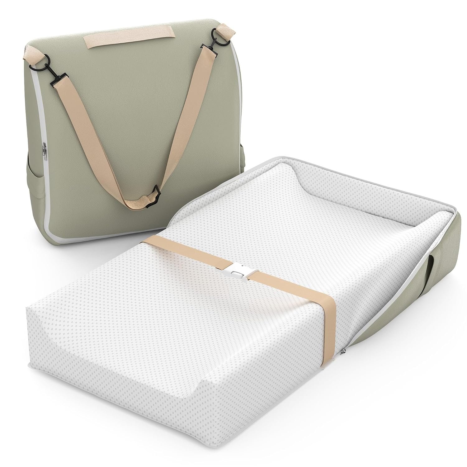 Baby Changing Pad, Portable Travel Diaper Mat with Waterproof Lining, Converts to Backpack for Gas Station & Airplane, Non-Slip Leather Base fits Dresser Top, 31″ Large Station