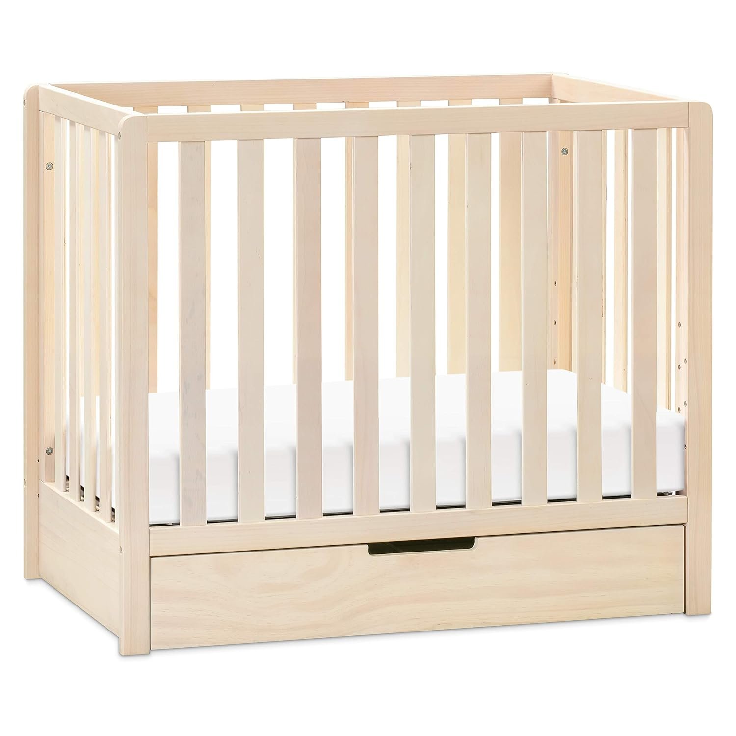 Carter’s by DaVinci Colby 4-in-1 Convertible Mini Crib with Trundle Drawer in Washed Natural, Greenguard Gold Certified, Undercrib Storage