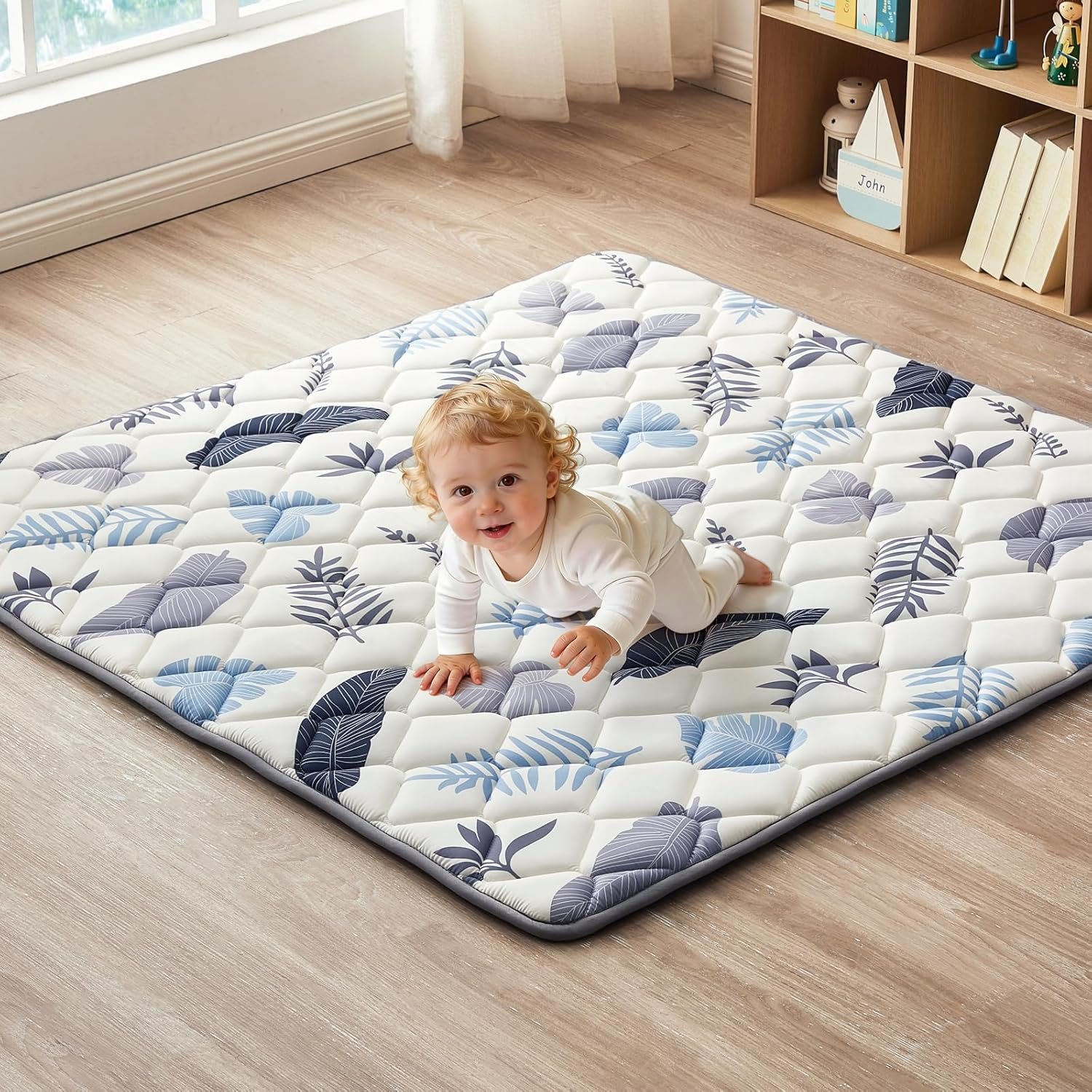 Baby Play Mat, 50×50 Thickened Playpen Mat, Non-Slip Baby Mat for Floor, Foldable Portable Playmat Suitable for babies learning to crawl and for travel