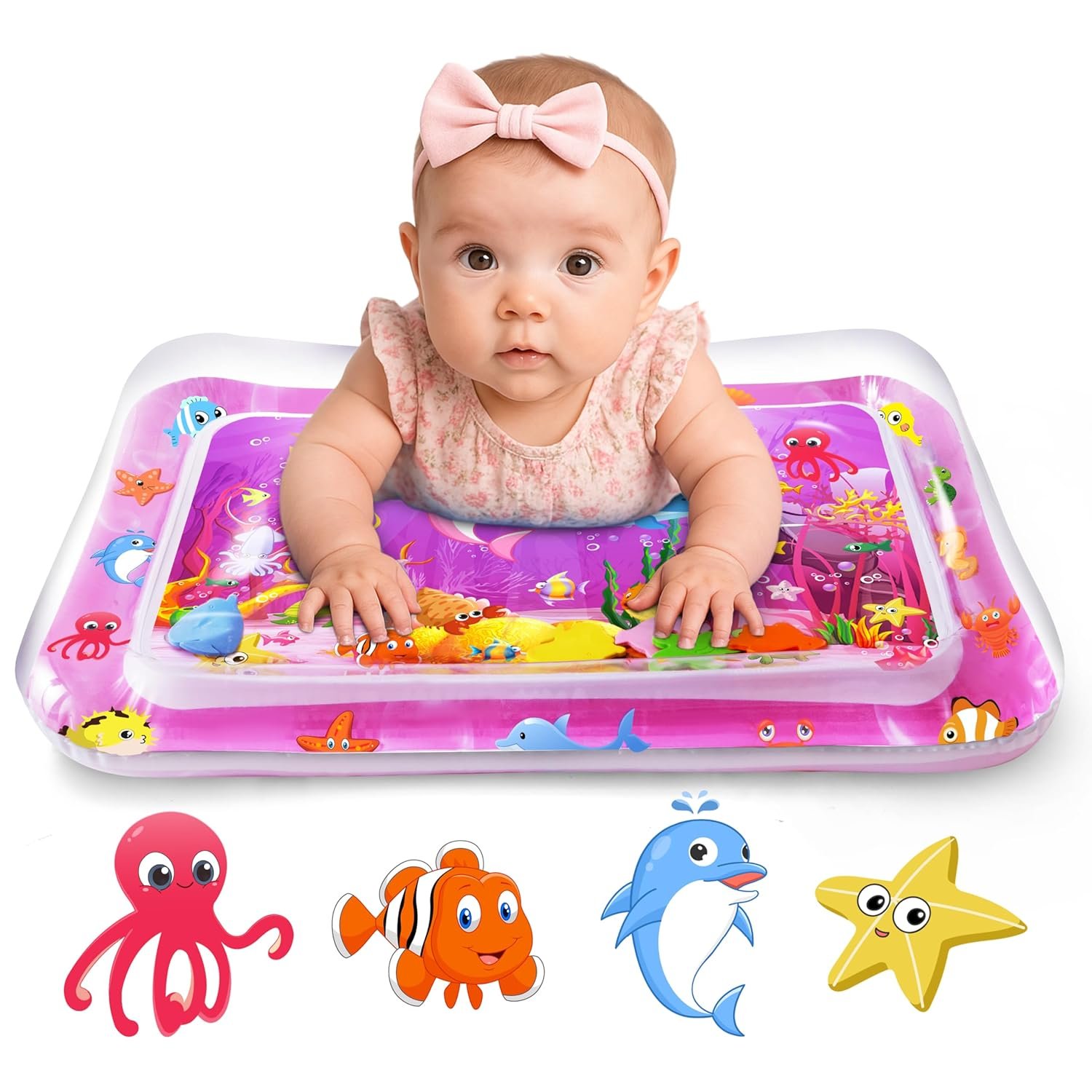 Yeeeasy Tummy Time Water Mat for Girl, Baby Girl Toys for 0, 3, 6, 9, 12 Months, Baby Girl Gifts, Develop Sensory Toys Kids’ Indoor Climbers & Play Structures