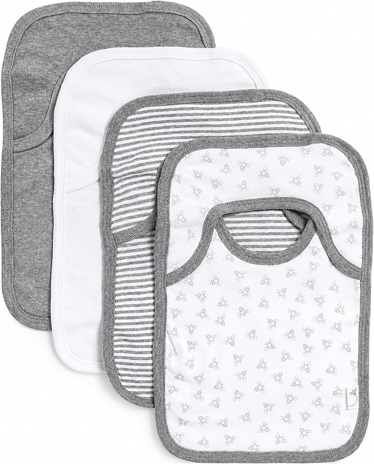 Burt’s Bees Baby Unisex Baby Bibs, Lap-Shoulder Drool Cloths, 100% Organic Cotton with Absorbent Terry Towel Backing Bibs