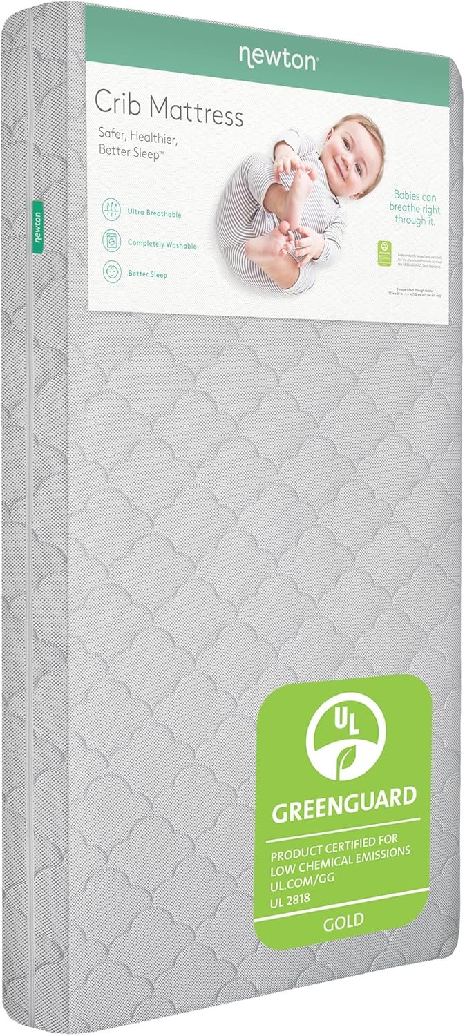 Newton Baby Crib Mattress and Toddler Bed – Ultra-Breathable Proven to Reduce Suffocation Risk, Washable Core & Cover, All-Stages, Infant to Toddler, Deluxe 5.5″ Thick – Grey