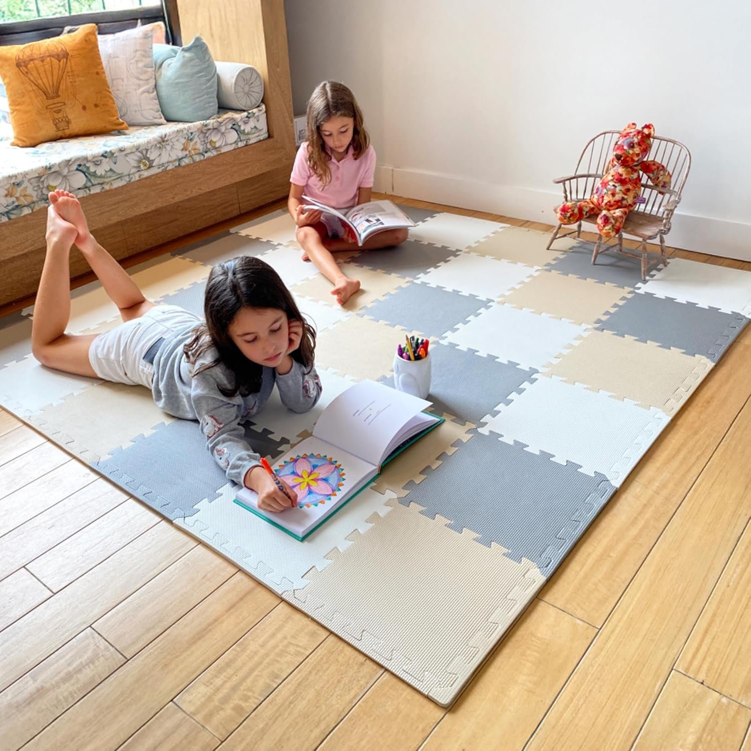 MioTetto Baby Play Mat, Soft Foam Floor Tiles for Kids. Adjustable Interlocking Foam Tiles, Fits with 74×74 Playpen Baby mat for Crawling & Development, Safe & Non-Toxic Playmat for Babies 6-12 Months