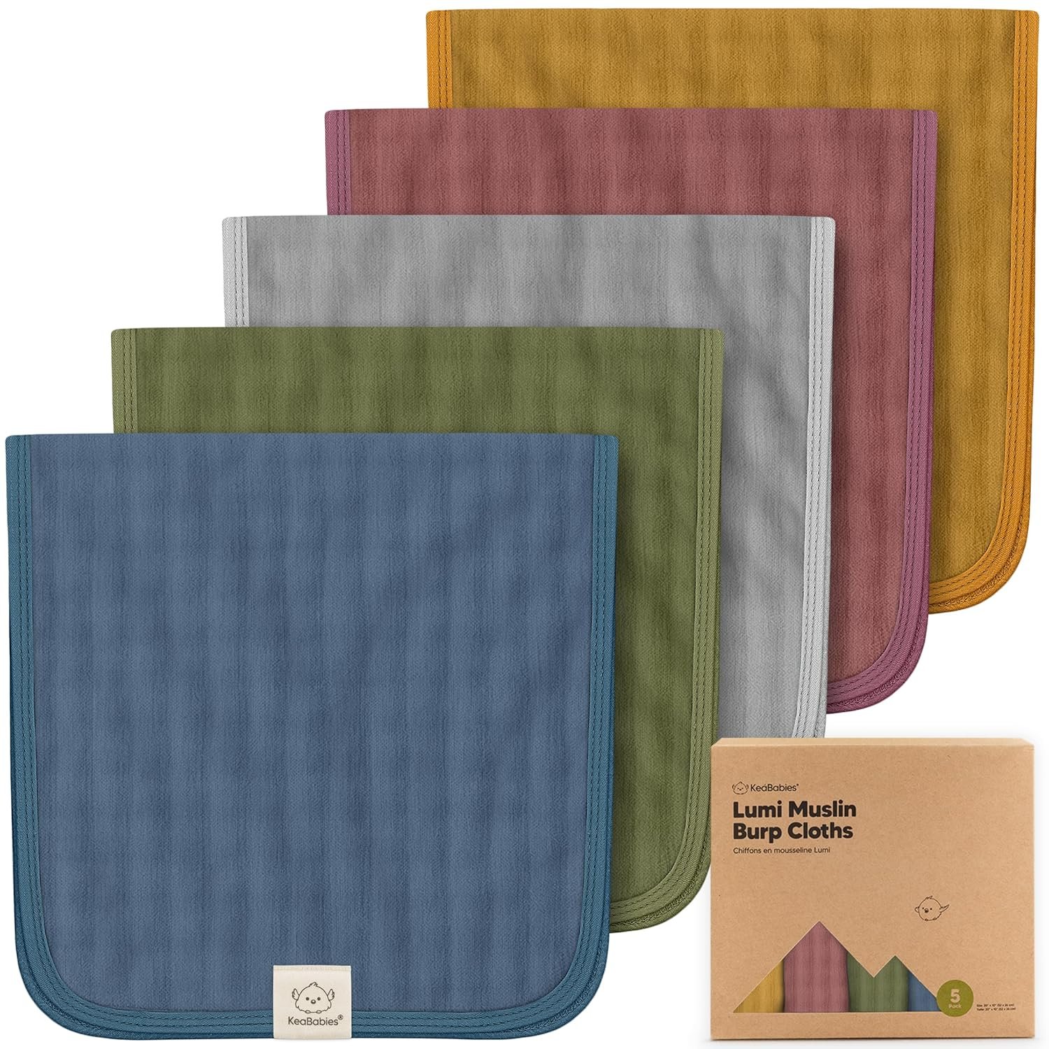 KeaBabies Cotton Muslin Burp Cloths Baby Boy, Girl – 5-Pack Soft & Absorbent Burping Cloth for Babies, Large Baby Towels & Washcloths for Newborn, Spit Up Rags, No Shrink, 20×10″ (Corals)