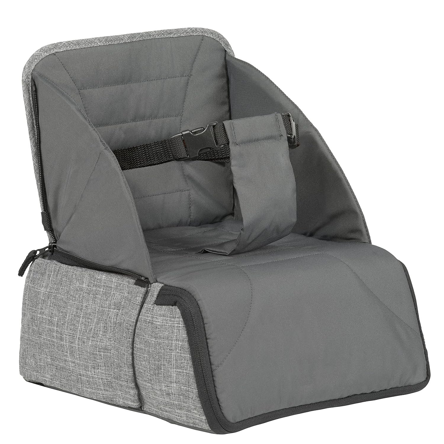 Contours Explore 2 in 1 Portable Booster Seat & Backpack Diaper Bag, Foldable Infant Chair for Restaurants or Dining Table, Toddler Travel Essential with Storage, Baby Registry Must Haves – Gray